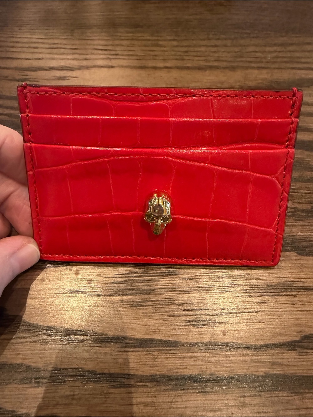 Never Used McQueen Croc-Embossed Leather Card Holder